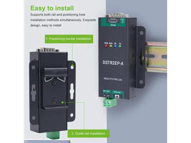 Alt view image 2 of 7 - Luocute RS232 ETH PRO CA to RJ45 Ethernet Serial Adapters, Ethernet Converter Module Bidirectional Transparent Transmission Modbus Industrial Serial Server MOTTJSON
