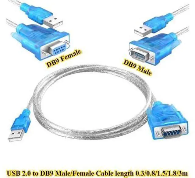Alt view image 2 of 3 - USB 2.0 to RS232 Serial Port DB9 9 Pin Male/Female Cable Length .3m/0.8m/1.5m/1.8m/3m Adapter Convertor(DB9 Male,1 PCS,1.8m)