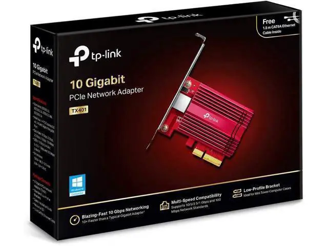 Alt view image 6 of 7 - TP-Link TX401 Network Card and Ethernet Adapter 10000 Mbit/s Internal TX401, Internal, Wired, PCI Express, Ethernet, 10000 Mbit/s, Red
