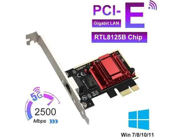 Alt view image 3 of 7 - 2500Mbps Wireless Network Card PCI-E to RJ45 Adapter 2.5Gbps Ethernet Wired PCI LAN Controller LAN Card for PC Win7/8/10/11(Red RTL8125B)