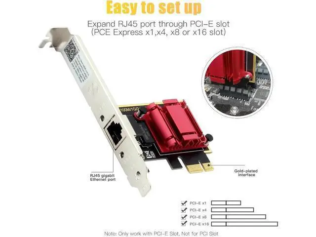 Alt view image 5 of 7 - 2500Mbps Wireless Network Card PCI-E to RJ45 Adapter 2.5Gbps Ethernet Wired PCI LAN Controller LAN Card for PC Win7/8/10/11(Red RTL8125B)