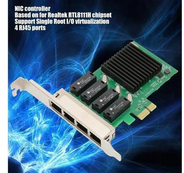 Alt view image 5 of 7 - PCIe Gigabit Network Card, Gigabit Ethernet PCI Express Network Adapter Card, PCI Express Ethernet Adapter, PCIE NIC Network Card with 4 RJ45 Ports for Window Server, VMware