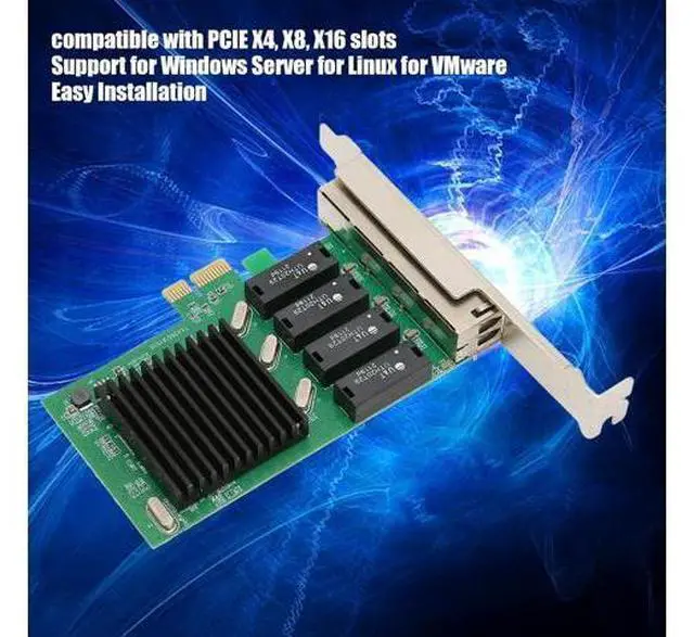 Alt view image 4 of 7 - PCIe Gigabit Network Card, Gigabit Ethernet PCI Express Network Adapter Card, PCI Express Ethernet Adapter, PCIE NIC Network Card with 4 RJ45 Ports for Window Server, VMware