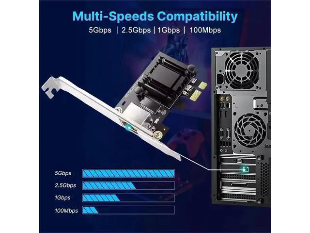 Alt view image 4 of 7 - 5G PCI-E to RJ45 Network Card 8126 1000/2500/5000Mbps RJ45 Interface Gigabit Ethernet PCI Express X1 X4 X8 X16 Adapter