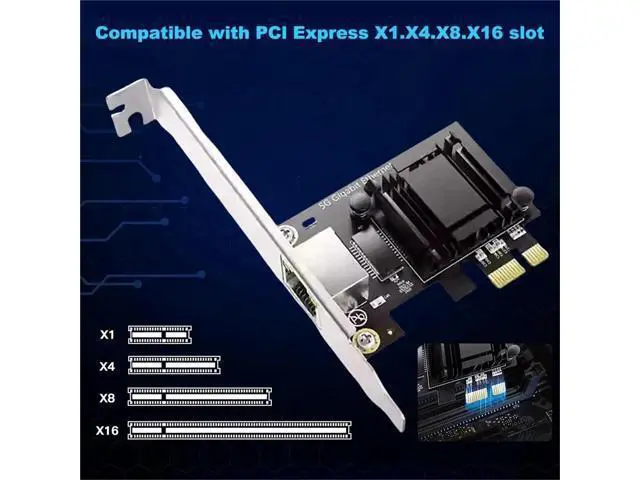Alt view image 6 of 7 - 5G PCI-E to RJ45 Network Card 8126 1000/2500/5000Mbps RJ45 Interface Gigabit Ethernet PCI Express X1 X4 X8 X16 Adapter