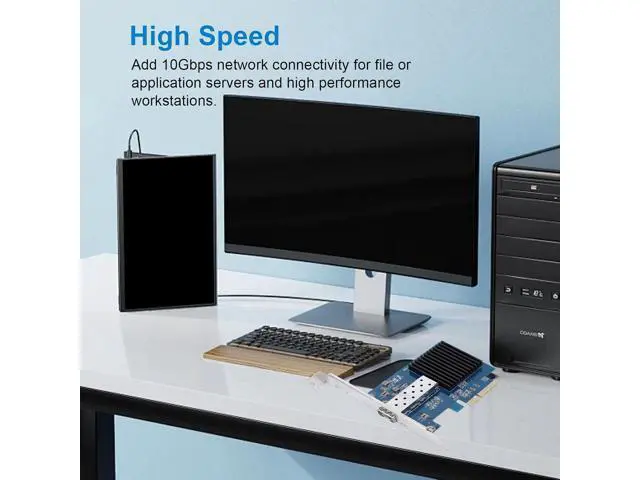 Alt view image 3 of 7 - 10Gbps PCIe X4 NIC Network Card, Fiber Optic Network Card with Single SFP Port, Ethernet LAN Adapter for Meeting The Demands of Networking