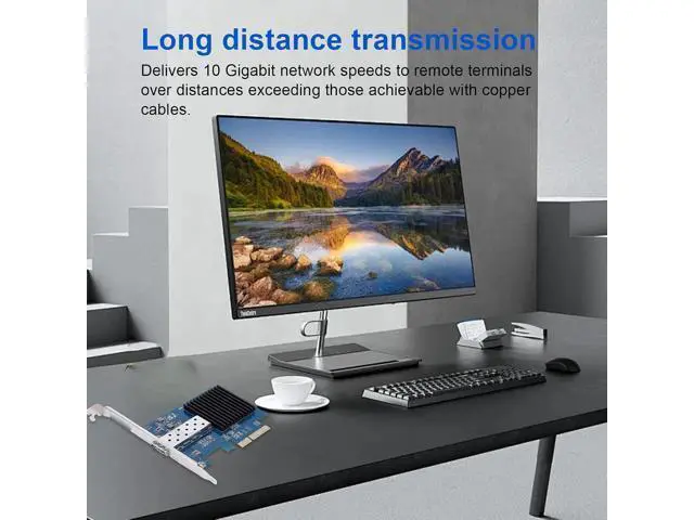 Alt view image 2 of 7 - 10Gbps PCIe X4 NIC Network Card, Fiber Optic Network Card with Single SFP Port, Ethernet LAN Adapter for Meeting The Demands of Networking