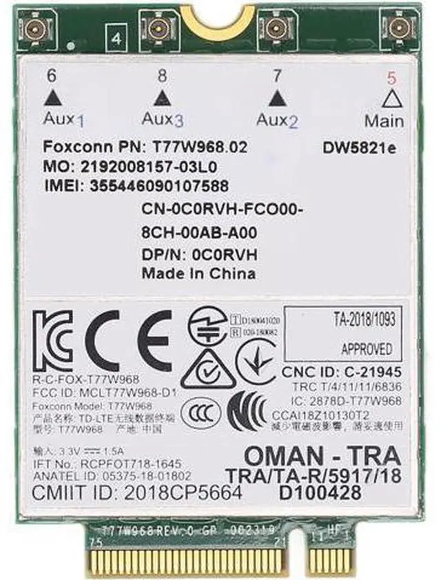 Main image of DW5821E 3G/4G/5G Card, Network Adapter Card, for PCI Express M.2 Specification 3042 Type Key.B Slot, for PC, Laptops