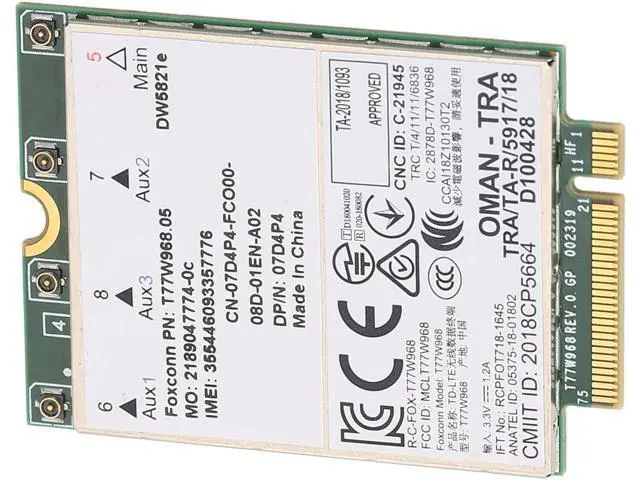 Alt view image 7 of 7 - DW5821E 3G/4G/5G Card, Network Adapter Card, for PCI Express M.2 Specification 3042 Type Key.B Slot, for PC, Laptops