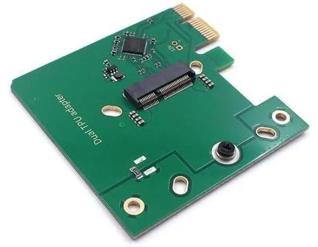 Alt view image 2 of 4 - Dual Edge TPU PCIe x1 Low Profile Adapter - Coral Accelerator Board for Dual Edge TPU Modules with Mounting Screw
