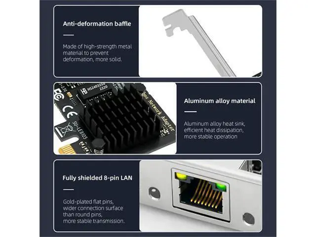 Alt view image 5 of 6 - 2.5G Gigabit PCI-E to RJ45 Network Card Ethernet PCIE 100/1000/2500Mbps 1 Port RJ45 LAN Card Controller Adapter for Win7/8/10/11(Red 8125B)
