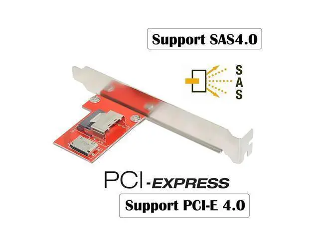 Alt view image 4 of 6 - PCI-Express 4.0 S-AS SFF-8087 to Oculink SFF-8611 SFF-8612 PCBA Female Adapter with Bracket
