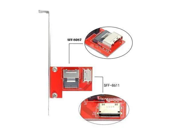 Alt view image 5 of 6 - PCI-Express 4.0 S-AS SFF-8087 to Oculink SFF-8611 SFF-8612 PCBA Female Adapter with Bracket