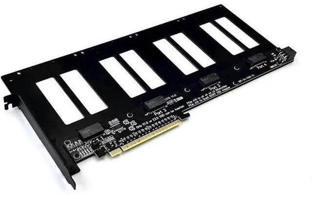 Alt view image 2 of 6 - JMT ADT-R37 PCIe5.0x16 to 4-Port U.2/EDSFF Hard Disk Split Card 4x128Gbps 1 to 4 Expansion Adapter Compatible with Gen3/Gen4/Gen5 (R37A 4.0, to 4* U.2)