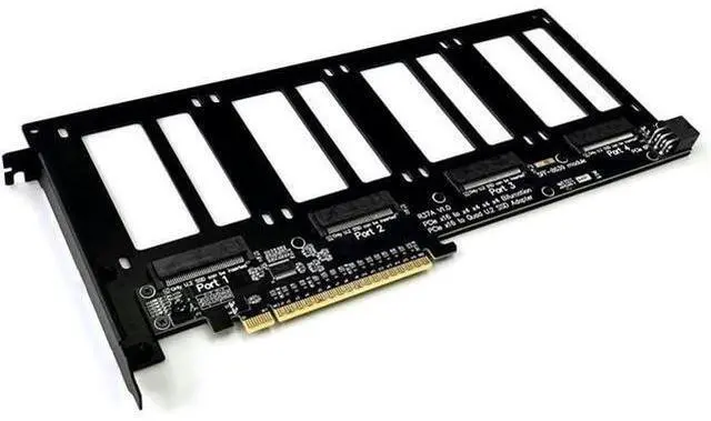 Alt view image 5 of 6 - JMT ADT-R37 PCIe5.0x16 to 4-Port U.2/EDSFF Hard Disk Split Card 4x128Gbps 1 to 4 Expansion Adapter Compatible with Gen3/Gen4/Gen5 (R37A 4.0, to 4* U.2)
