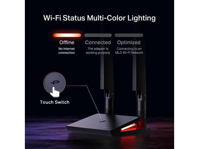 Alt view image 6 of 7 - TP-Link WiFi 7 BE9300 PCIe WiFi Card for Desktop PC(Archer TBE550E), Tri-Band Wireless Adapter, Bluetooth 5.4, Multicolor Status LED, Supports AMD/Intel, Not Compatible with Windows 10/Linux