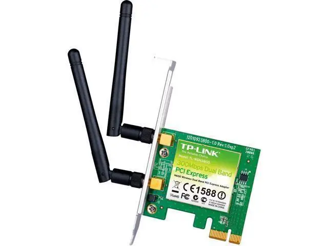 Alt view image 2 of 2 - TP-Link Dual Band Wireless N600 2.4GHz 300Mbps/5Ghz 300Mbps, IEEE 802.1a/b/g/n, WEP, WPA/WPA2 PCI Express Adapter (TL-WDN3800)