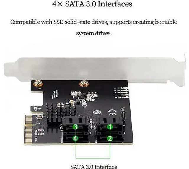 Alt view image 4 of 7 - PCIe X4 to 4-Port SATA 6Gbps RAID Controller Card, 9236 Chip SATA3.0 Expansion Adapter Supports RAID 0/1/10 4 SATA III Hard Drive PCI Express Card