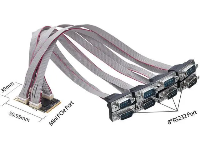 Alt view image 6 of 6 - 8 Port Serial PCIe Expansion Card Serial Card PCIE Converter Adapter for 17V358 Chip