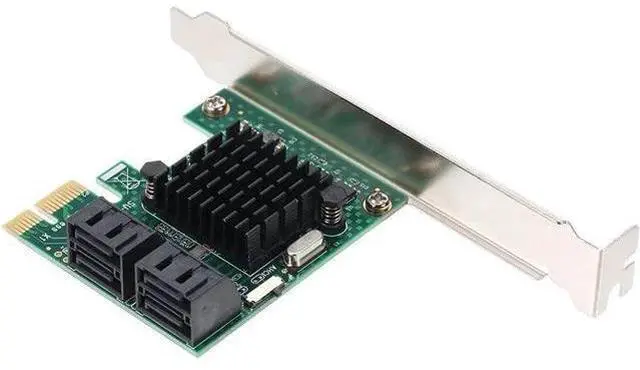 Alt view image 2 of 6 - PCI-E to 4 Ports SATA3.0 Adapter Card PCI-E to SATA3.0 Expansion Card 6Gbps Transmission Rate Multiple Systems Compatible