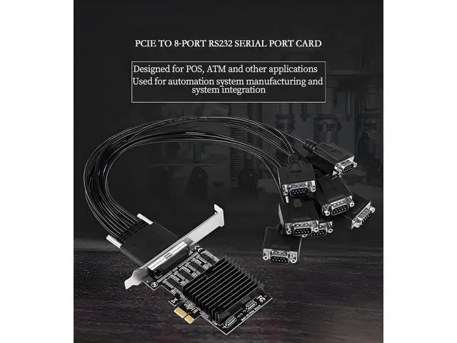 Alt view image 7 of 7 - PCI-E X1 to 8Port RS232 Serial Adapter Card VHDCI 68 to DB9 Port Extender for Desktop X4 X8 X16 Slot