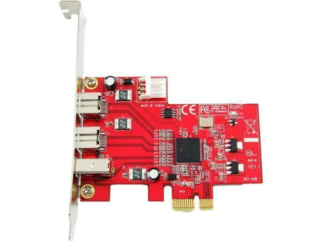 Alt view image 2 of 7 - PEX-FW107 1394b & 1394a 3-Port PCI Express (PCIe) Low Profile FireWire Host Adapter Card - TI XIO2213 Chipset