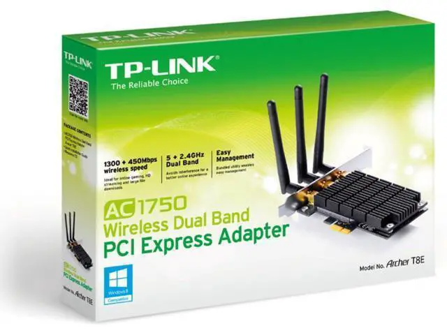 Alt view image 4 of 4 - TP-LINK Archer T8E AC1750 Dual Band Wireless PCI Express Adapter, 2.4Ghz 450Mbps + 5Ghz 1300Mbps, 3T3R MIMO, Include Low-profile Bracket, Support Windows XP/7/8/8.1/10