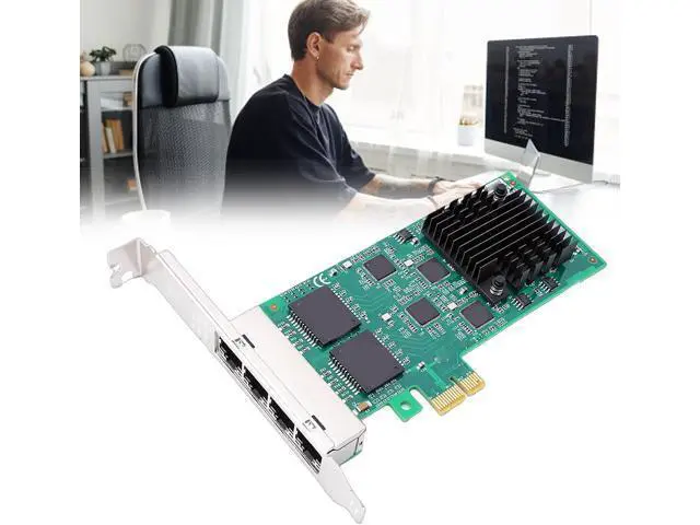 Alt view image 3 of 7 - ciciglow 4 Port Gigabit Ethernet PCIe Network Card, PCI Express 2.1 x1 RJ45 Adapter with 82574 Chip, for Server Desktop Industrial Applications