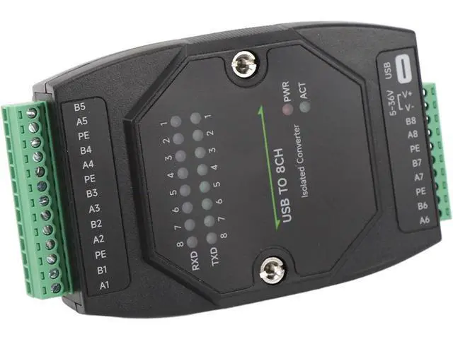Alt view image 3 of 7 - USB to RS485 Converter, Type C to 8 Channel Isolated RS485 Serial Port Adapter, 1200bps to 921600bps with Terminal Block for Industrial Automation and Multi - Device