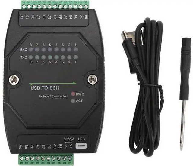 Main image of USB to RS485 Converter, Type C to 8 Channel Isolated RS485 Serial Port Adapter, 1200bps to 921600bps Communication Speed with Surge and ESD Protection for Industrial