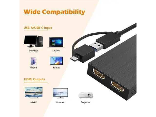 Alt view image 2 of 7 - USB TypeC Double Output Adapter Support 4k 3840x2160@30Hz for Multiple Monitors Expand Screen