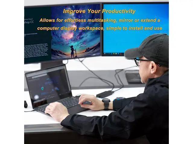 Alt view image 3 of 7 - USB TypeC Double Output Adapter Support 4k 3840x2160@30Hz for Multiple Monitors Expand Screen