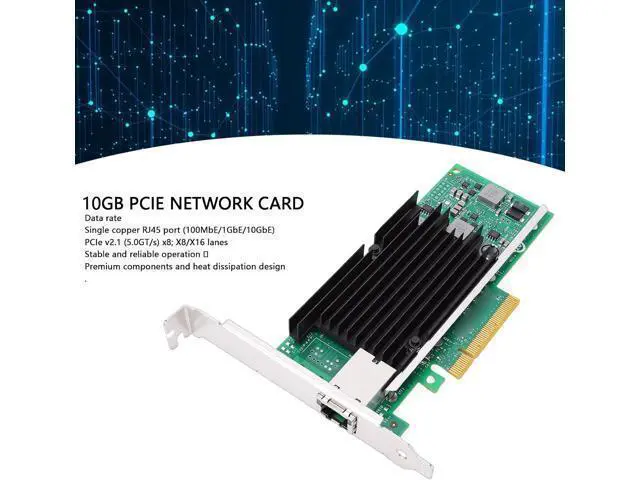 Alt view image 4 of 7 - 10Gb PCIE Network Card, Equipped with X540 T1 Chip Single RJ45 Port Ethernet Adapter 100MbE, with Intelligent Offload Technology