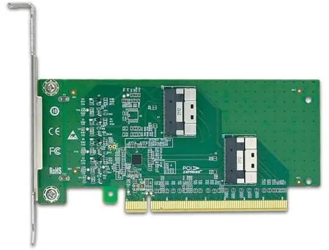 Main image of DACNEL PCIe 4.0 x16 to Dual SFF-8654 8i Adapter Card, 2-Port SlimSAS, NVMe SSD Compatible