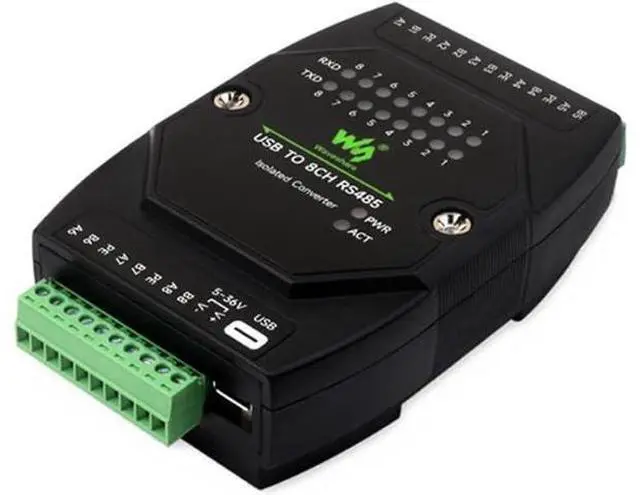 Main image of Industrial Grade USB to 8CH RS485 Isolation Converter, USB to RS485 Adapter, Multi System Compatibility 35mm Standard Rail and Stacked Installation, Wall-Mount and Rail-Mount Support