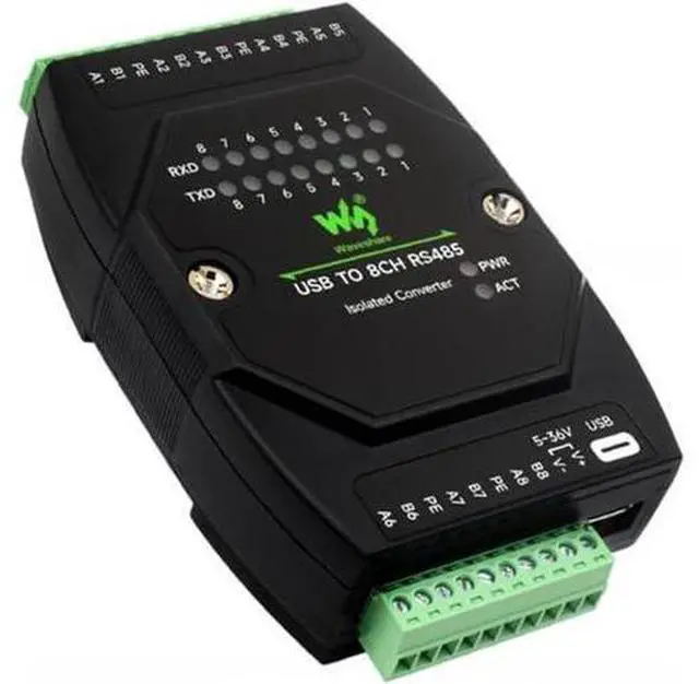 Alt view image 6 of 6 - Industrial Grade USB to 8CH RS485 Isolation Converter, USB to RS485 Adapter, Multi System Compatibility 35mm Standard Rail and Stacked Installation, Wall-Mount and Rail-Mount Support