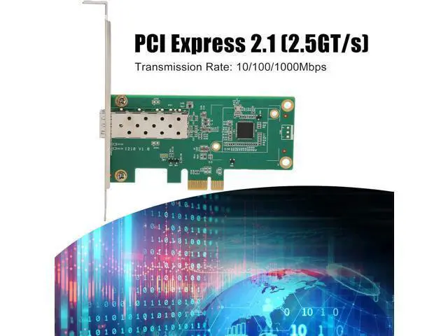 Alt view image 2 of 7 - Pcie Network Card, 10/100/1000Mbps Gigabit Ethernet, PCI Express Network Adapter Card, SFP Fiber Interface, I210 Chipset, 2.1 2.5GT/S Server Network Adapter for Computer Chassis
