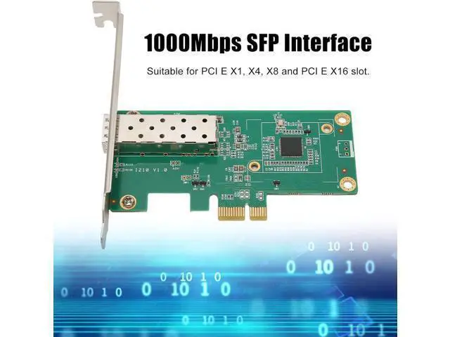 Alt view image 3 of 7 - Pcie Network Card, 10/100/1000Mbps Gigabit Ethernet, PCI Express Network Adapter Card, SFP Fiber Interface, I210 Chipset, 2.1 2.5GT/S Server Network Adapter for Computer Chassis