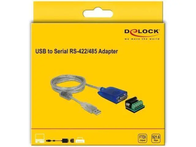 Alt view image 3 of 3 - DeLOCK 64055 USB Type-A to Serial RS-422/485 DB9 Adapter with Surge Protection