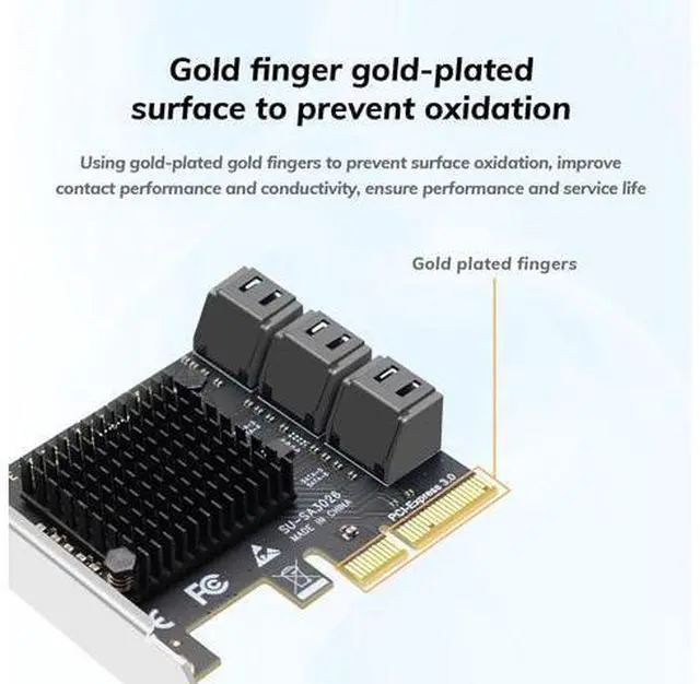 Alt view image 5 of 7 - 6 Port PCIe X4 to SATA 3.0 Expansion Card, Internal SATA Adapter for Desktop PC, Supports SSD/HDD Bootable System Drives, Plug and Play (Driver-Free)
