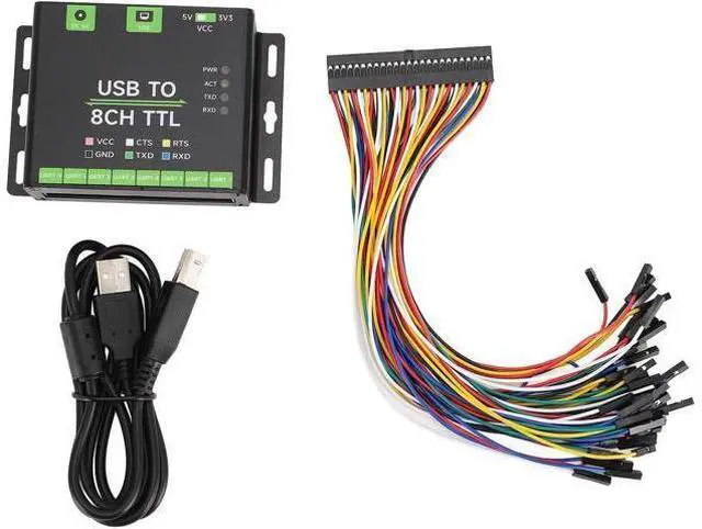 Main image of Industrial USB to 8CH TTL UART Converter, Multiple System Compatibility, Tier Conversion Circuit, TVS, Aluminum Alloy Case, with Self Recovery and Diode