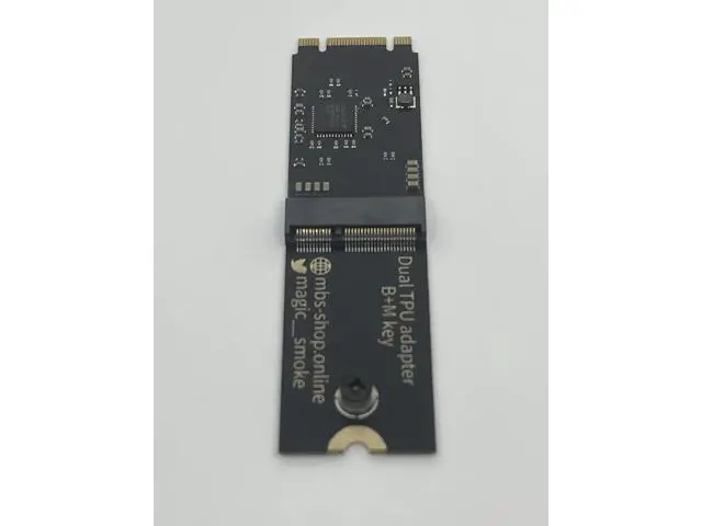 Alt view image 3 of 5 - Coral Dual Edge TPU Adapter for Coral m.2 Accelerator - M.2 2280 B+M Key PCIe x1 Gen2 Adapter Board with Mounting Screw