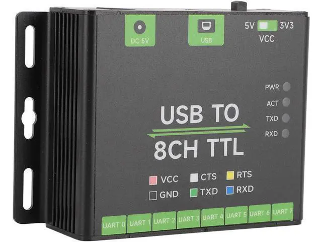 Alt view image 3 of 7 - Industrial USB to 8CH TTL UART Converter, Multiple System Compatibility, Tier Conversion Circuit, TVS, Aluminum Alloy Case, with Self Recovery and Diode