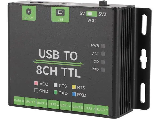 Alt view image 4 of 7 - Industrial USB to 8CH TTL UART Converter, Multiple System Compatibility, Tier Conversion Circuit, TVS, Aluminum Alloy Case, with Self Recovery and Diode