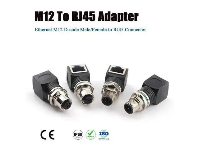 Alt view image 2 of 7 - M12 4Pin D-Code to RJ45 Adapter Water Proof IP67 M12 Male/Female to RJ45 Female Connector Industrial(Army Green)