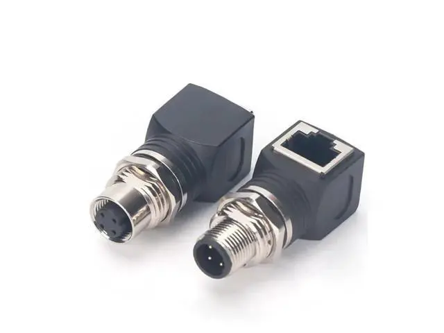 Alt view image 3 of 7 - M12 4Pin D-Code to RJ45 Adapter Water Proof IP67 M12 Male/Female to RJ45 Female Connector Industrial(Army Green)