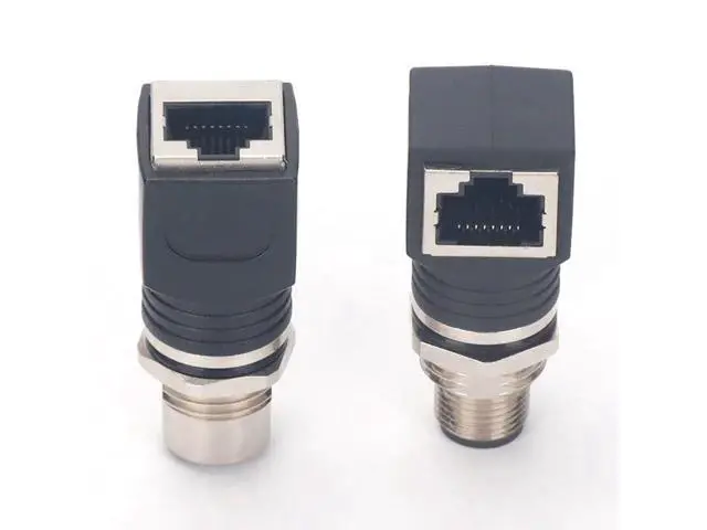 Alt view image 4 of 7 - M12 4Pin D-Code to RJ45 Adapter Water Proof IP67 M12 Male/Female to RJ45 Female Connector Industrial(Army Green)