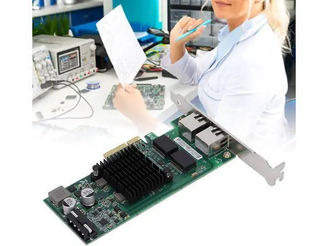 Alt view image 7 of 7 - Gigabit Network Card, PCIE X4 Rj45 10/100/1000Mbps Gigabit Dual Port Electric Port Network Adapter Support Jumbo Frames, Tso, VLAN, PXE, WOL
