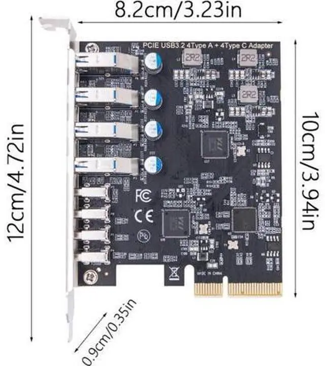 Alt view image 5 of 7 - PCIe USB 3.2 Card ASM1142 Internal Expansion Controller 4 C Port 3.2 Adapter PCIE for Desktop PCIe Expansion Card