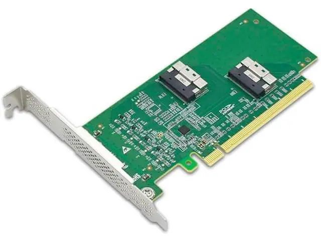 Alt view image 3 of 7 - DACNEL PCIe 4.0 x16 to Dual SFF-8654 8i Adapter Card, 2-Port SlimSAS, NVMe SSD Compatible